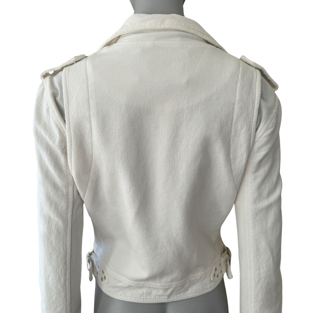 BLANKNYC Cropped Moto Bomber Jacket 100% Cotton “So Icy” White Style 68KG5172NOK - Picture 11 of 15